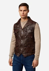 RICANO Weste SK Vest Dunkelrot/Braun/Dunkelbraun/Beige