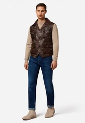 RICANO Weste SK Vest Dunkelrot/Braun/Dunkelbraun/Beige