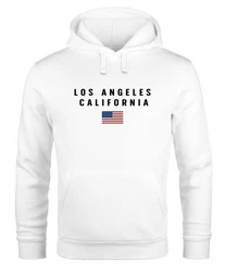 Neverless Hoodie Herren Bedruckt Schriftzug California Los Angeles USA Amerika Rot/Weiß/Creme/Gold