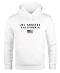 Neverless Hoodie Herren Bedruckt Schriftzug California Los Angeles USA Amerika Rot/Weiß/Creme/Gold