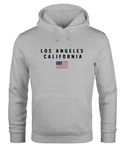 Neverless Hoodie Herren Bedruckt Schriftzug California Los Angeles USA Amerika Rot/Hellgrau/Grau/Gold/Blau