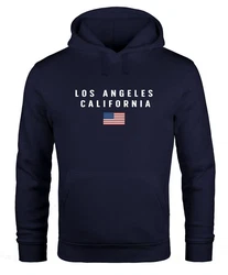 Neverless Hoodie Herren Bedruckt Schriftzug California Los Angeles USA Amerika Dunkelblau/Blau/Rot/Gold