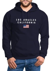 Neverless Hoodie Herren Bedruckt Schriftzug California Los Angeles USA Amerika Dunkelblau/Blau/Rot/Gold