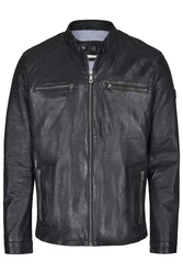 bugatti Lederjacke BUALBERTO Dunkelgrau/Schwarz/Grau/Dunkelgrün/Rot