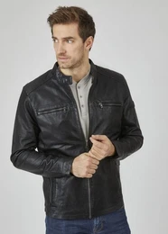 Lederjacke BUALBERTO mit Druckknopfriegeln und Reiverschlssen