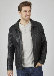 Lederjacke BUAURELIO mit rmelriegeln und Reiverschlusstaschen