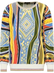 CARLO COLUCCI Rundhalspullover Cuccaro Schwarz/Orange/Mischfarben/Hellblau