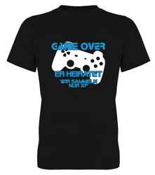 G-graphics T-Shirt Herren T-Shirt - Game over Er heiratet wir sammeln nur XP JGA-Shirt Gelb/Schwarz/Dunkelgrau/Rot