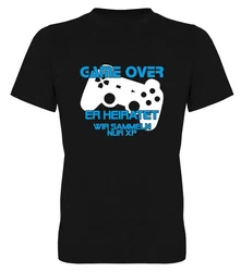 G-graphics T-Shirt Herren T-Shirt - Game over Er heiratet wir sammeln nur XP JGA-Shirt Gelb/Schwarz/Dunkelgrau/Rot