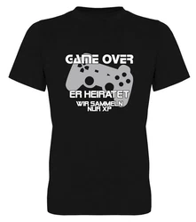 G-graphics T-Shirt Herren T-Shirt - Game over Er heiratet wir sammeln nur XP JGA-Shirt Schwarz/Dunkelgrau
