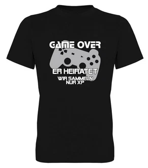 G-graphics T-Shirt Herren T-Shirt - Game over Er heiratet wir sammeln nur XP JGA-Shirt Schwarz/Dunkelgrau