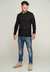 CARISMA Strickpullover CRLARVIK Schwarz/Dunkelgrau/Rot/Grau