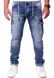 Stretch-Jeans Cargohose Jeans Herren Cargo Hose - Sweathose in Jeansoptik Cargo-Hose Stretch Sweatjeans Slim Fit