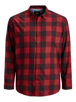 Jack & Jones Langarmhemd JJEGINGHAM Rot/Dunkelrot Jack & Jones Langarmhemd JJEGINGHAM Rot/Dunkelrot
