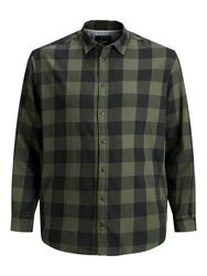 Jack & Jones Langarmhemd JJEGINGHAM Dunkelgrün/Grün