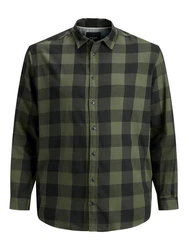 Jack & Jones Langarmhemd JJEGINGHAM Dunkelgrün/Grün