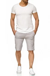 Egomaxx Chinoshorts Chino Capri Shorts Kurze Bermuda Sommer Hose Fredy & Roy (1-tlg) (2300) Grau (2300)