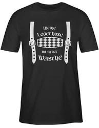 Shirtracer T-Shirt Meine Lederhose ist in der Wäsche Rauten Mode für Oktoberfest Herren Schwarz/Weiß/Beige/Grün/Braun/Dunkelblau/Lila