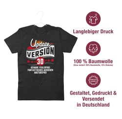 Shirtracer T-Shirt Update Version Dreiigster Geburtstag Dunkelrot/Rot/Dunkelgrau/Schwarz