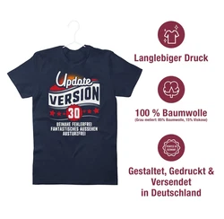 Shirtracer T-Shirt Update Version Dreiigster Geburtstag Hellblau/Blau/Dunkelblau