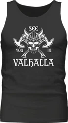 Shirtracer Tanktop See you in Valhalla Wikinger & Walhalla Grün/Creme/Blau