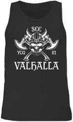 Shirtracer Tanktop See you in Valhalla Wikinger & Walhalla Grün/Creme/Blau