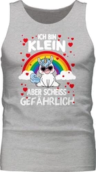 Shirtracer Tanktop Ich bin klein aber scheiss gefhrlich mit Einhorn Sprüche Statement Silber/Hellgrau/Blau/Grün