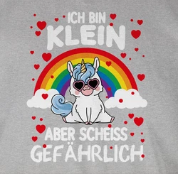 Shirtracer Tanktop Ich bin klein aber scheiss gefhrlich mit Einhorn Sprüche Statement Silber/Hellgrau/Blau/Grün
