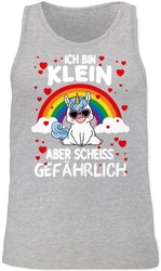 Shirtracer Tanktop Ich bin klein aber scheiss gefhrlich mit Einhorn Sprüche Statement Silber/Hellgrau/Blau/Grün
