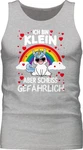 Shirtracer Tanktop Ich bin klein aber scheiss gefhrlich mit Einhorn Sprüche Statement Silber/Hellgrau/Blau/Grün
