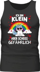Shirtracer Tanktop Ich bin klein aber scheiss gefhrlich mit Einhorn Sprüche Statement Grün/Blau/Schwarz/Weiß