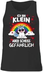 Shirtracer Tanktop Ich bin klein aber scheiss gefhrlich mit Einhorn Sprüche Statement Grün/Blau/Schwarz/Weiß