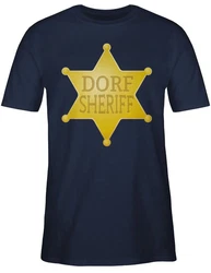 Shirtracer T-Shirt Dorf Sheriff Karneval & Fasching Braun/Dunkelblau/Beige/Rot/Blau