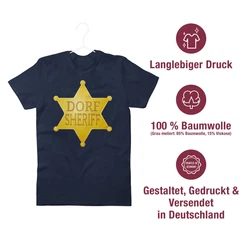 Shirtracer T-Shirt Dorf Sheriff Karneval & Fasching Braun/Dunkelblau/Beige/Rot/Blau