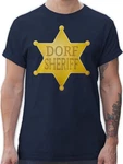 Shirtracer T-Shirt Dorf Sheriff Karneval & Fasching Braun/Dunkelblau/Beige/Rot/Blau