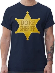 Shirtracer T-Shirt Dorf Sheriff Karneval & Fasching Braun/Dunkelblau/Beige/Rot/Blau