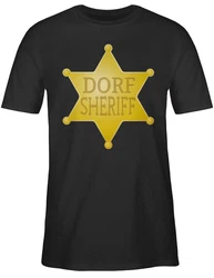 Shirtracer T-Shirt Dorf Sheriff Karneval & Fasching Braun/Beige/Rot/Schwarz