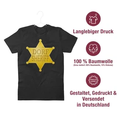 Shirtracer T-Shirt Dorf Sheriff Karneval & Fasching Braun/Beige/Rot/Schwarz