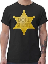 Shirtracer T-Shirt Dorf Sheriff Karneval & Fasching Braun/Beige/Rot/Schwarz