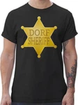 Shirtracer T-Shirt Dorf Sheriff Karneval & Fasching Braun/Beige/Rot/Schwarz