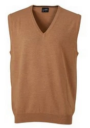 James & Nicholson Herren V-Neck Pullunder JN 657 Braun/Orange
