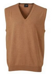James & Nicholson Herren V-Neck Pullunder JN 657 Braun/Orange
