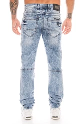 Cipo & Baxx Slim-fit-Jeans Herren Jeans Hose mit Details Blau/Hellblau