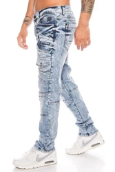 Cipo & Baxx Slim-fit-Jeans Herren Jeans Hose mit Details Blau/Hellblau