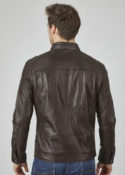 bugatti Lederjacke BUDANILO Dunkelbraun/Grau/Dunkelgrün
