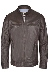 bugatti Lederjacke BUDANILO Dunkelbraun/Grau/Dunkelgrün