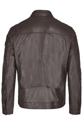 bugatti Lederjacke BUDANILO Dunkelbraun/Grau/Dunkelgrün