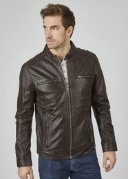 Lederjacke BUDANILO mit Reiverschlssen und Druckknopfriegeln