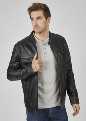 bugatti Lederjacke BUDANILO Dunkelgrau/Rot/Schwarz/Grau/Hellblau/Hellgrau
