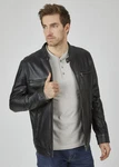 bugatti Lederjacke BUDANILO Dunkelgrau/Rot/Schwarz/Grau/Hellblau/Hellgrau